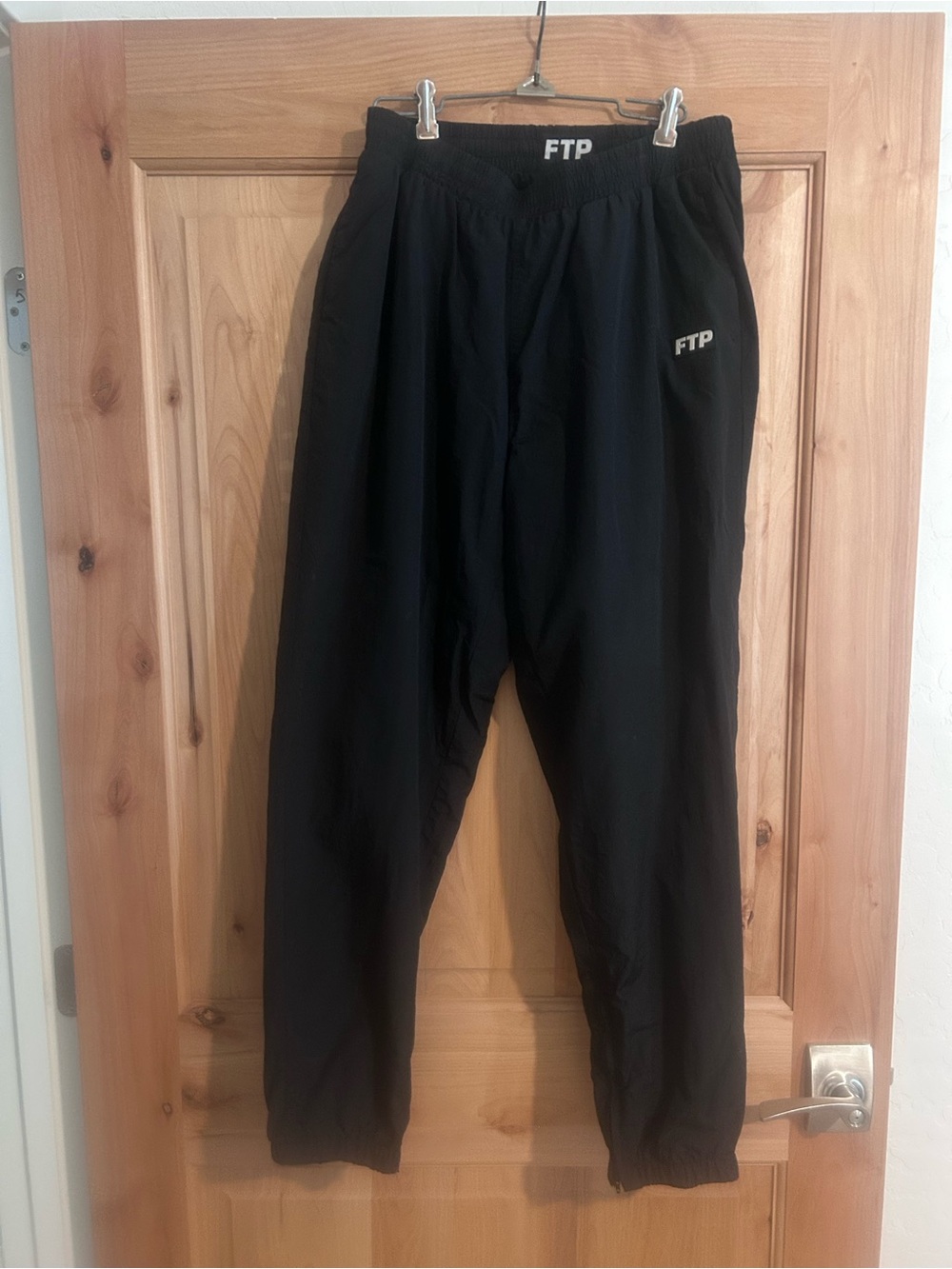 FTP Black Logo Elastic Waist Track Pants